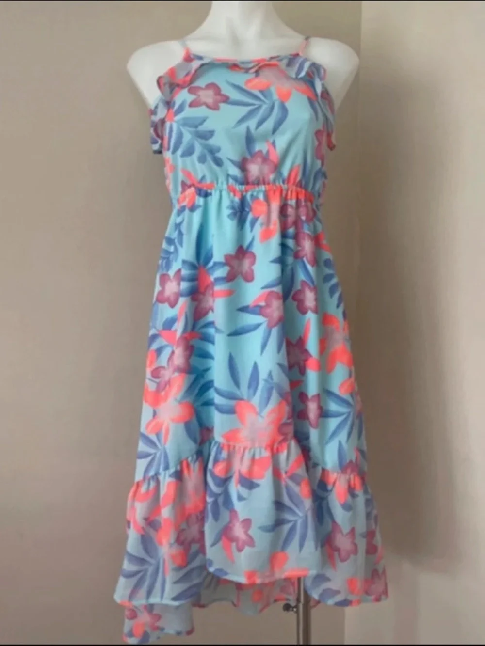 The Children's Place Girl's Cold Shoulder Summer Floral Dress, Large 10/12 - Picture 2 of 16